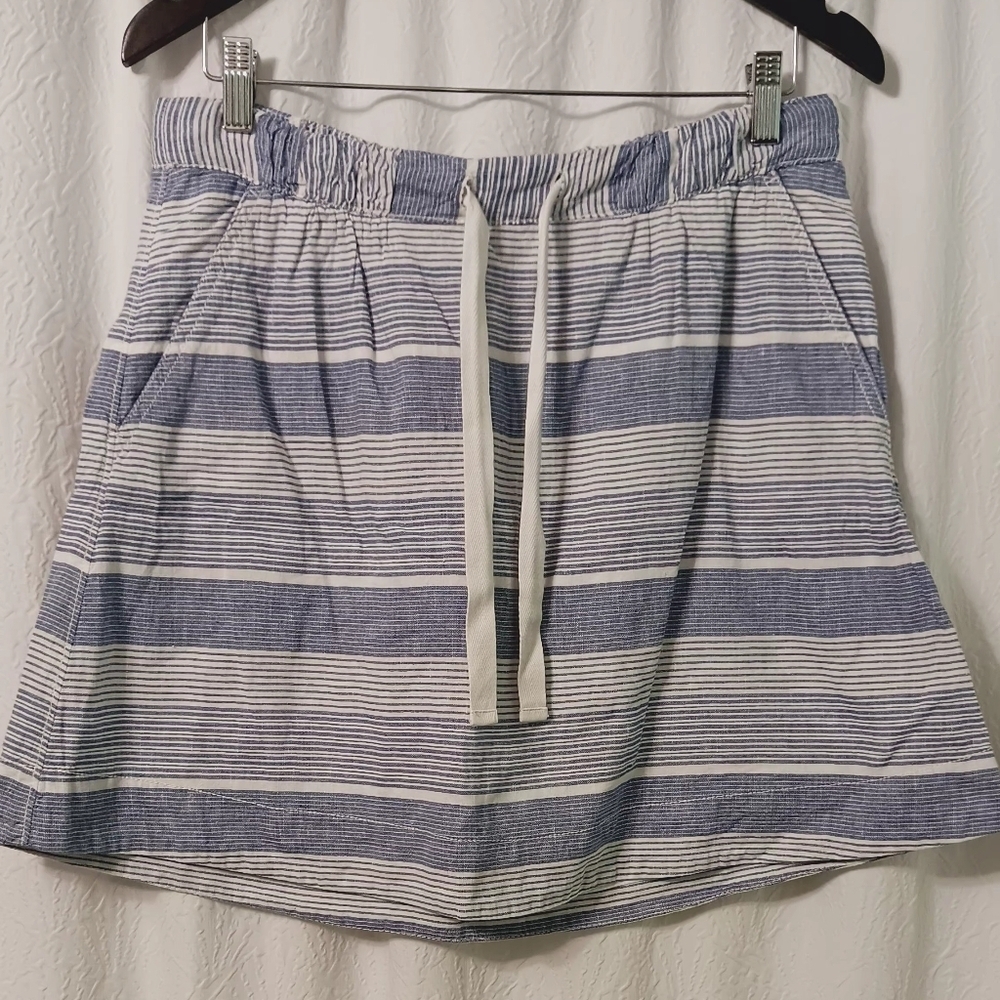 GAP Linen Blend Striped Blue and White Women's Mini Skirt Size M